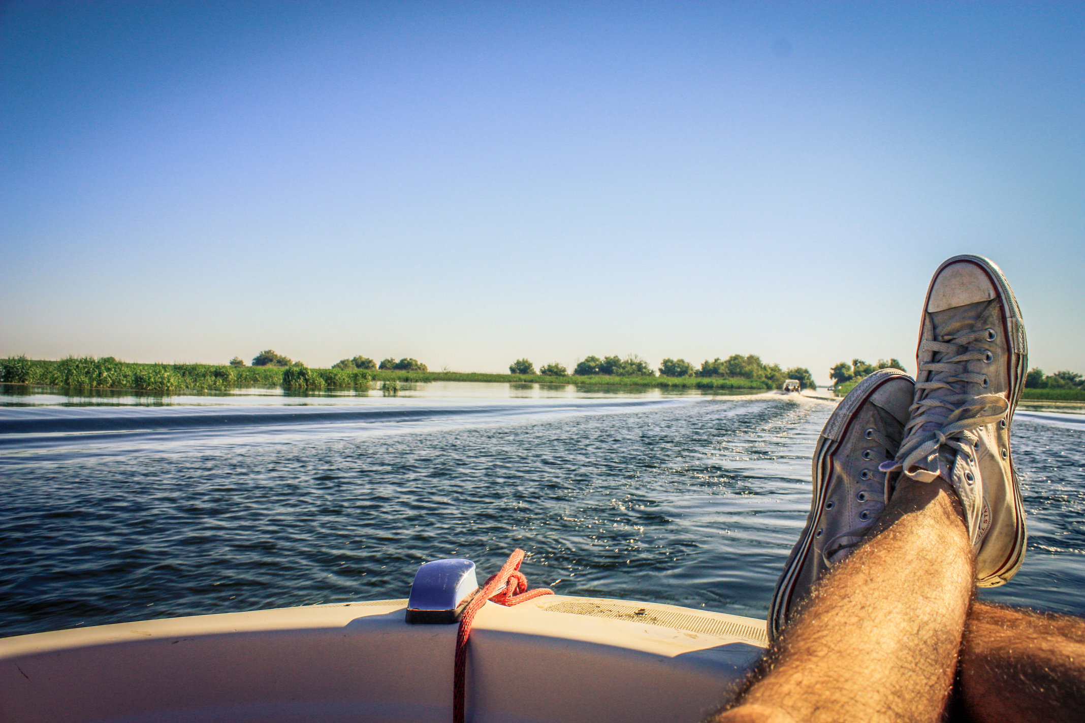 On a boat in Danube Delta